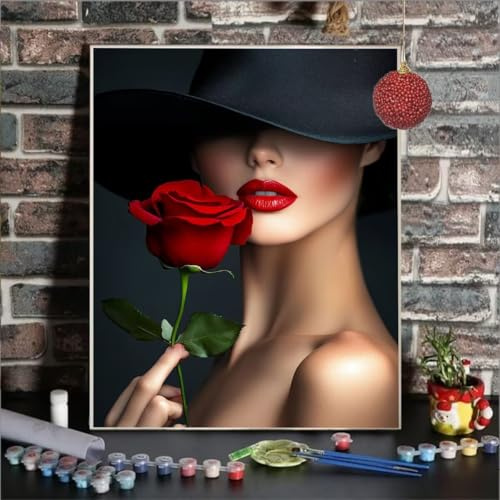 Malen Nach Zahlen Erwachsene Rose, Paint by Numbers GöTtin DIY mit Pinseln und Acrylfarben Handgemalt öLgemäLde Leinwand für Kreative Heimdekoration Geschenke für Frauen, Ohne Rahmen 20 x 30 cm 1M-5