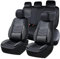 Chifeng Universell Wasserdicht Napa Leder sitzbezüge Komplettes Set mit Lendenwirbelstütze Fit für VW Caddy (Für Caddy,Schwarz)