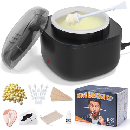 EYUYTU Nasenwachs-Kit für Männer und Frauen, Nasen-Ohr-Haarwachs-Kit mit 100 g Wachs, 40 Stäbchen, USB-schnelle Hitze, intelligente konstante Temperatur, verbesserte Größe, Multi-Zubehör, Weiß