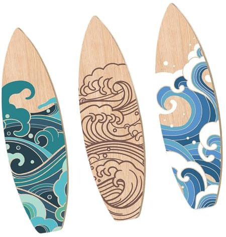 KiBcsLic 3Pcs Surfbrett Dekor Küsten Surfbrett 8,4 X30cm Stilvolle Kunst Handwerk