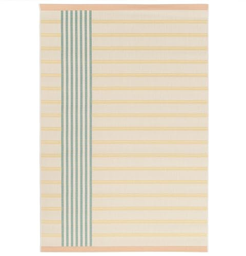 Primaflor Outdoorteppich Skyline Lines | Blau-Creme | 120x170 cm | 4 mm | wetterfest UV-beständig | Balkonteppich für Terrasse & Wohnzimmer