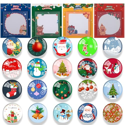 Phlognfy Weihnachten Dekorative Magnete, Cartoon Weihnachten Notizzettel, 30mm 3D Glas Kühlschrankmagnete, Kreative Mini Notizzettel, für Schreibwaren Kleine Geschenke