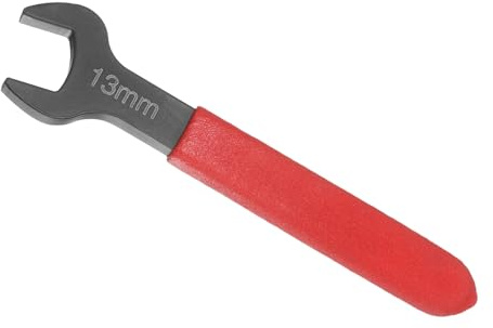 Awclub 13mm Open End Wrench, 15 Degree Offset Thin U-Shaped Spanner with Red Shank, Black Finish for Automotive Repair & Furniture Assembly