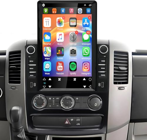 4+64G Android 14 Equipo de Sonido para Mercedes Sprinter 2007-2018, 2 DIN Radio 10 Touchscreen Car Radio Bluetooth DSP GPS Navigation con Carplay Radio Android Backup Camera Mirror Link