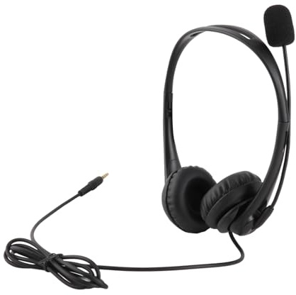 Yanmis 3,5-mm-Computer-Headset, Geräuschunterdrückendes Mikrofon mit Verstellbarem Kopfbügel und Weichen Protein-Ohrpolstern, für Callcenter-Büro-Heim-PC-Chat