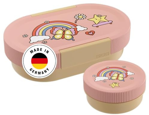 SIGG Lumo Rainbow Plus - Boîte à déjeuner pour enfant avec boîte supplémentaire - Boîte à déjeuner légère comme une plume de football - 2 en 1 - Sans BPA - Pink - 0,8 l