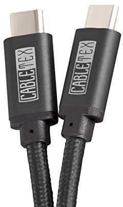 CABLETEX I Geeignet für MacBook Pro, Galaxy S8+, S9, S9+, Huawei P20 Pro, OnePlus 3, 5, HTC 10 I Ladekabel Textilkabel Datenkabel I CABLETEX USB C Kabel auf Typ C USB 3.2 Gen1 I – SCHWARZ 2 Meter