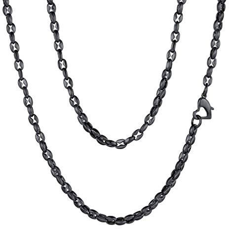 FaithHeart 18k vergoldete Kaffeebohne Halskette 4mm breit 45cm lang Halskette für Damen und Herren