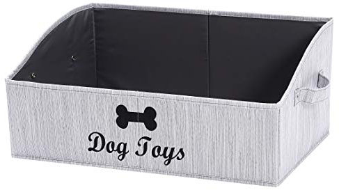Geyecete - Große Aufbewahrungsbox für Hundespielzeug,Faltbare Trapezförmige Aufbewahrungskorb mit Griff,MDF Aufbewahrungsbox für hundespielzeug und Hundekleidung-Bambu Grau
