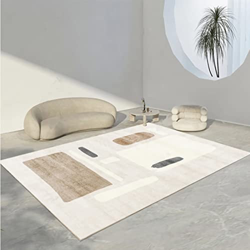 Teppich wohnzimmerteppich,Braun Schwarz Creme Einfaches Design Anti-Rutsch-Teppich Schlafzimmer deko modern,teppiche groß für Wohnzimmer 200x300cm