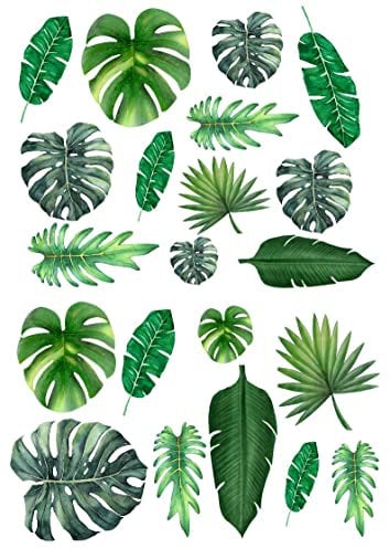 Tropical leaves mix Monstera Leaf Palm Hawaiian Party Edible Rice Wafer Paper Cupcake Toppers Cake Decorations mixed