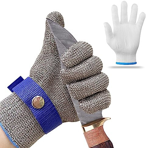 FlyWave Kettenhandschuh, Kettenhandschuh Küche Hoher Schutz, Edelstahldraht Metzger Handschuh, Austernhandschuh Geeignet Den Umgang mit Lebensmitteln die Fleischverarbeitung |S