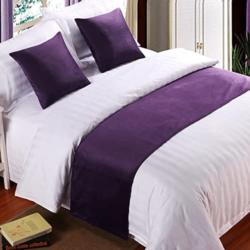 TTiiLoe Bettläufer, Queensize-Bett, weicher Samt, Dekoration, Bettbezug, lila, luxuriöse Tagesdecke, Bettläufer, für Fuß des Bettes, Schal, Bett, Endhandtuch für Hotel, Schlafzimmer, 260 x 50 cm