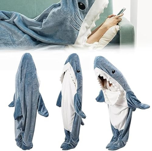 Huanmin Blau Shark Blanket Hai Decke, Haifisch Decke Erwachsene, Hai Schlafsack, Haifisch Decke, Hai Decke Schlafsack Kostüm Für Cartoon-Pyjamapartys (W90*L210CM)