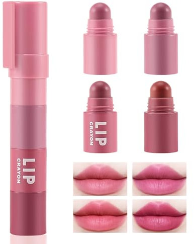 Boobeen Rossetto Crayon Lip Gloss Makeup Lasting Matte Velvet Multi-Color Lipstick Pencil, Crayon Lip Stick Set Regali per Ragazze e Donne, 4 Colori