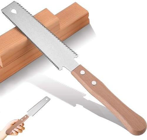 Japansäge Handsäge, 150mm Dübelsäge Zugsäge Zweischneidig mit Holzgriff, Japanische Säge, Handsäge Holz, Säge für Haushalt, Leichte Zugsäge für Feinschnitte Hart- und Weichholz, DIY