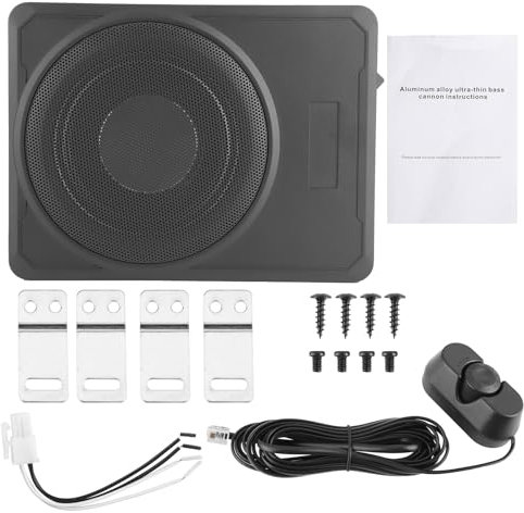 XTevu Subwoofer Delgado, 10 Pulgadas 800W 12V, Altavoz con Amplificador Integrado para Debajo del Asiento, Repuesto de Audio Universal para Automóvil