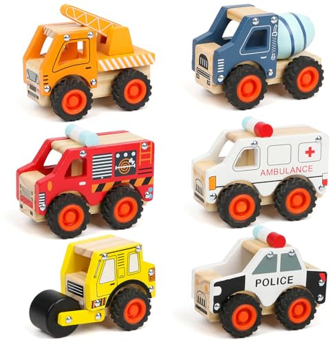 KABENFIS 6 PCS Hölzerne Autos Pädagogische Spielzeug für Kinder