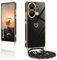 XCYYOO Handykette für Xiaomi Redmi Note 13 Pro 4G Hülle mit Band,Handyhülle Redmi Note 13 Pro mit Kette Love Design Galvanik Silikon Stoßfest Schutzhülle mit Kordel zum Umhängen Kameraschutz, Schwarz