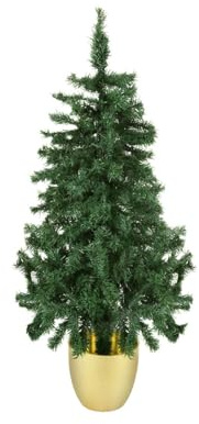 KASANOVA Albero di Natale 120 cm verde con vaso oro verde