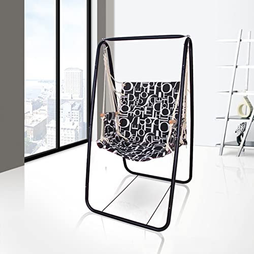 joukares Soporte para silla colgante, soporte portátil para hamaca con 2 ganchos, carga máxima de 220 libras, silla oscilante resistente para interiores y exteriores, patio, jardín, negro y negro