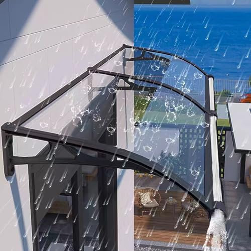 Fenster-Regenschutz, Türüberdachung mit transparentem Polycarbonat und Aluminiumrahmen, UV-Regenschutz, Schneeschutz, Gartenmarkise, Vorder- und Hintertürabdeckung, Dachvordächer (120 x 230 cm)