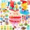 Crelloci 4 in 1 Color Dough Set Kitchen Creations with Ice Cream, Cake, Noodle, Hamburger Maker Machine , Creative Arts Crafts Play Food Toys Dough Tools Kit for Kids Toddlers Ages 3+ , 24 Dough
