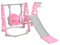 Neo 4-in-1 Children's Kids Playset Toddler Slide Climber Swing Playground Play Set Basketball Hoop Climb Stairs Indoor and Outdoor Adventure (Pink)