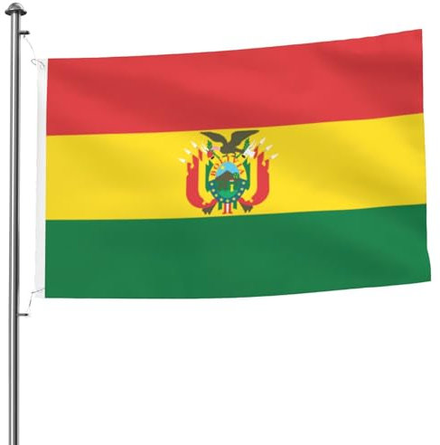 Bandera de Bolivia - Bandera de doble cara de 5 x 8 pies, pancarta decorativa resistente para exteriores y jardín