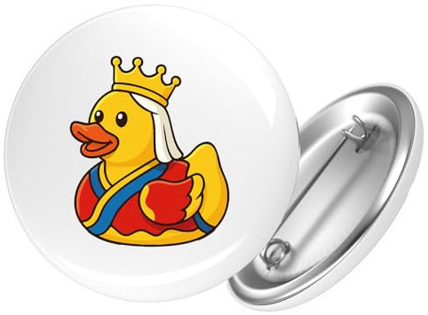 Huuraa Ansteckbutton Quietscheente Königin Gummiente Queen Geschenk Größe 59mm Quietscheente Königin Accessoire