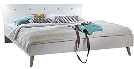 Wimex Bett/ Futonbett Bergen, (B/H/T) 169 x 87 x 210 cm, Weiß/ Absetzung Eiche Sägerau