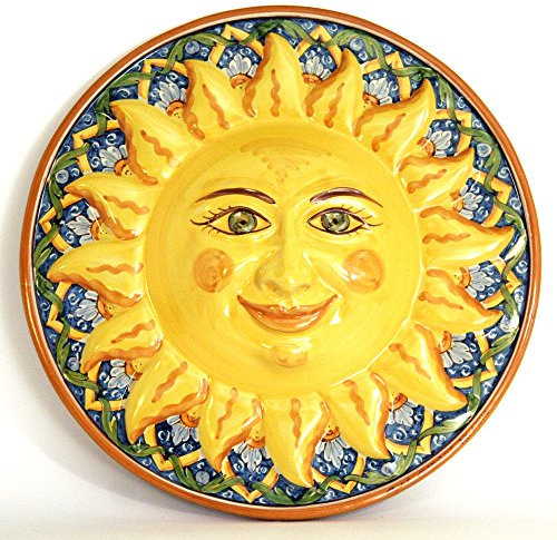 CEAR ceramiche - Sonne aus Keramik für die Wand (Durchmesser 43 cm), von Hand verziert, Sonne Caltagirone.