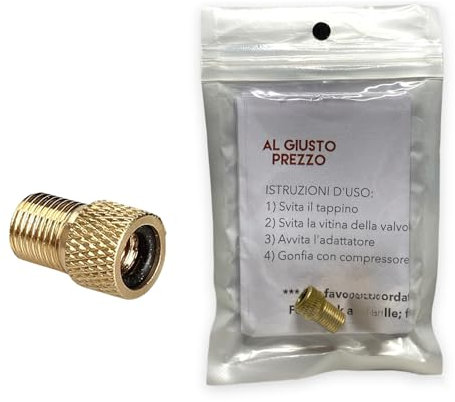 Al Giusto Prezzo 1 Adattatore Universale per Valvole - da Presta a Schrader specifico per Bici da Corsa e Mountain Bike - Gonfia con Il compressore o la Pompa a Pedale - Made in Italy