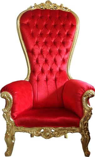 Casa Padrino Barock Thron Sessel Majestic Rot/Gold - Riesensessel -Thron Stuhl