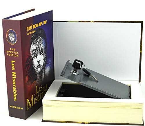 DSL HomeSafe Real Book Safe Secret Hidden Key Combination Metal Security Money Box 3 Size 7 Design (Les Misérables, Real Book Key 221 x 153 x 45mm)