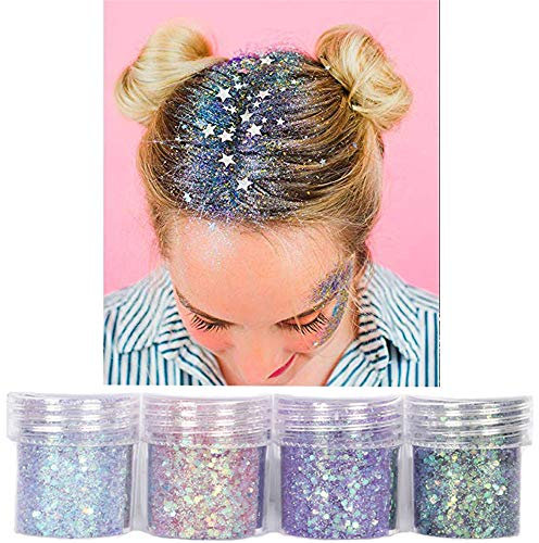 MUXItrade Glitzer Sequin Chunky Glitter für Gesicht Nägel Augen Lippen Haare Körper, Make-Up Glitzer Paillette für Musik Festival Masquerade Halloween Party Weihnachten Ball
