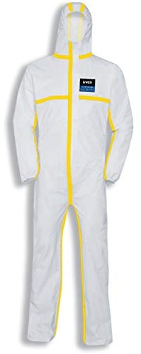 Uvex 3B Chem Light Chemikalien-Schutzanzug - Weiß-Gelber Einweg-Overall - Flüssigkeitsdicht M