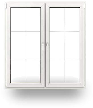 JeCo Balkontür Terrassentür Tür - 2-Flügler Sprossen 6 Felder - 1200 x 2000mm - 2-Fach-Verglasung - 60mm Rahmen - Sondermaße möglich