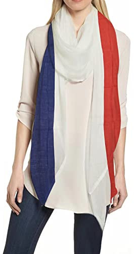 Lina & Lily Damen Schal Tuch mit Flaggen (Frankreich - blau, weiß, rot)