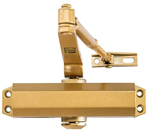 LYNN HARDWARE Türschließer DC5003, Oberflächenmontage, Aluminium-Türschließer, verstellbarer Verschluss, Klasse 2 und UL 3 Stunden Feuerschutz, US4 satiniertes Messing/Gold
