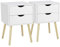 Yaheetech Nachttisch 2er Set Beistelltisch mit 2 Schubladen Holz Nachtschrank Nachtkommode Massivholzfüßen für Schlafzimmer, 40 x 40 x 60 cm