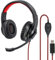 Hama USB Headset, Over Ear Kopfhörer mit Mikrofon (Headset mit Lautstärkenregler und verstellbarem Mikrofonarm, für Videokonferenzen, Homeoffice, Callcenter, eLearning, USB-A-Stecker) schwarz, rot