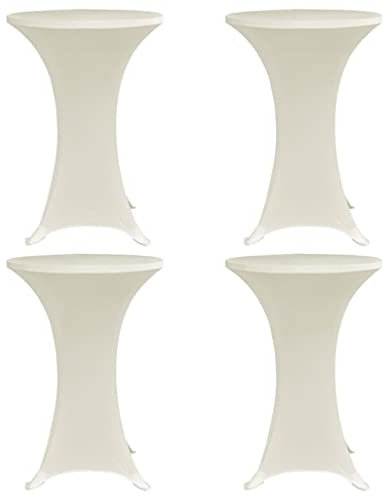 vidaXL 4X Stehtischhusse Husse Tisch Stehtisch Hussen Stehtischhussen Tischhusse Tischdecke Bezug Überzug Bistrotisch Ø 80cm Creme Stretch