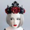 Frauen Blume Krone Gothic Königin Girlande Laides Weihnachten Kopfschmuck Mädchen Halloween Cosplay Stirnband Phantasie Party Elastische Kopfbedeckungen Künstliches Blumen Make-up Maskerade Haarreife