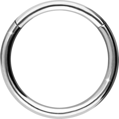 PIERCINGLINE Segmentring Clicker Titan Piercing Nase Septum Ohr Helix Lobe Tragus Weißgoldfarben 1 x 8 mm