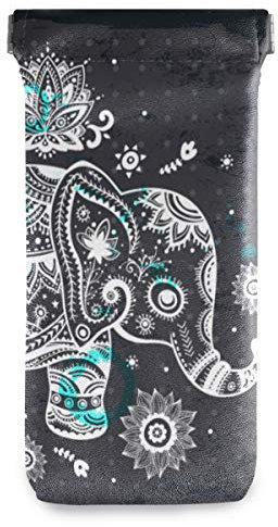 Brillenetui, Brillenetui – Ethno-Stil, Elefant, Squeeze Top, Sonnenbrillenetui, tragbar, Leder, weich, für Herren und Damen