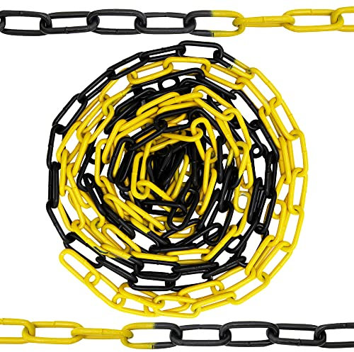 HAFIX Absperrkette Warnkette Absperrung schwarz-gelb Kette 10M. Warnkette 5mm Gliederkette Sicherheitskette Baustellensicherheitskette aus rostfreiem Metall. Absperrkette Schwarz Gelb Metall 26 meter.