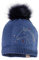 maximo MINI Girl-Mütze, indigomeliert, Horse, Kunstfellpompon, Studs, Vollfutter, Gr. 47/49