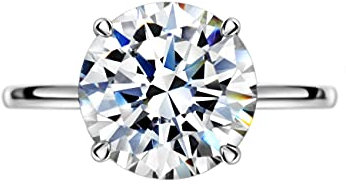 Michooyel Bague de fiançailles pour femme en argent sterling 925 avec diamant rond 4 carats et zircone, 54.5(17.3), Pierre précieuse, Zircone cubique