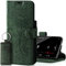 SURAZO Prestige Leather Case for Apple iPhone 13 Mini - RFID Wallet Flip Cover with 3 Card Slots & Cash Pocket - Secure Magnetic Closure & Kickstand - Real Leather Folio Bumper (Ornament Green)